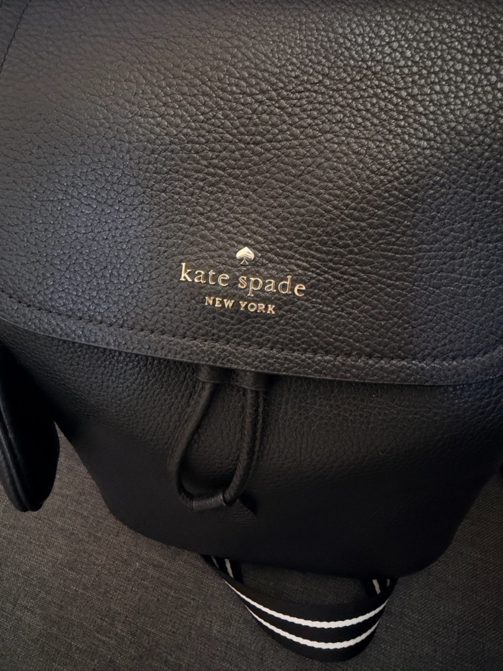 kate spade Black Pebbled Leather Rosie Medium Flap Backpack - Picture 2 of 5